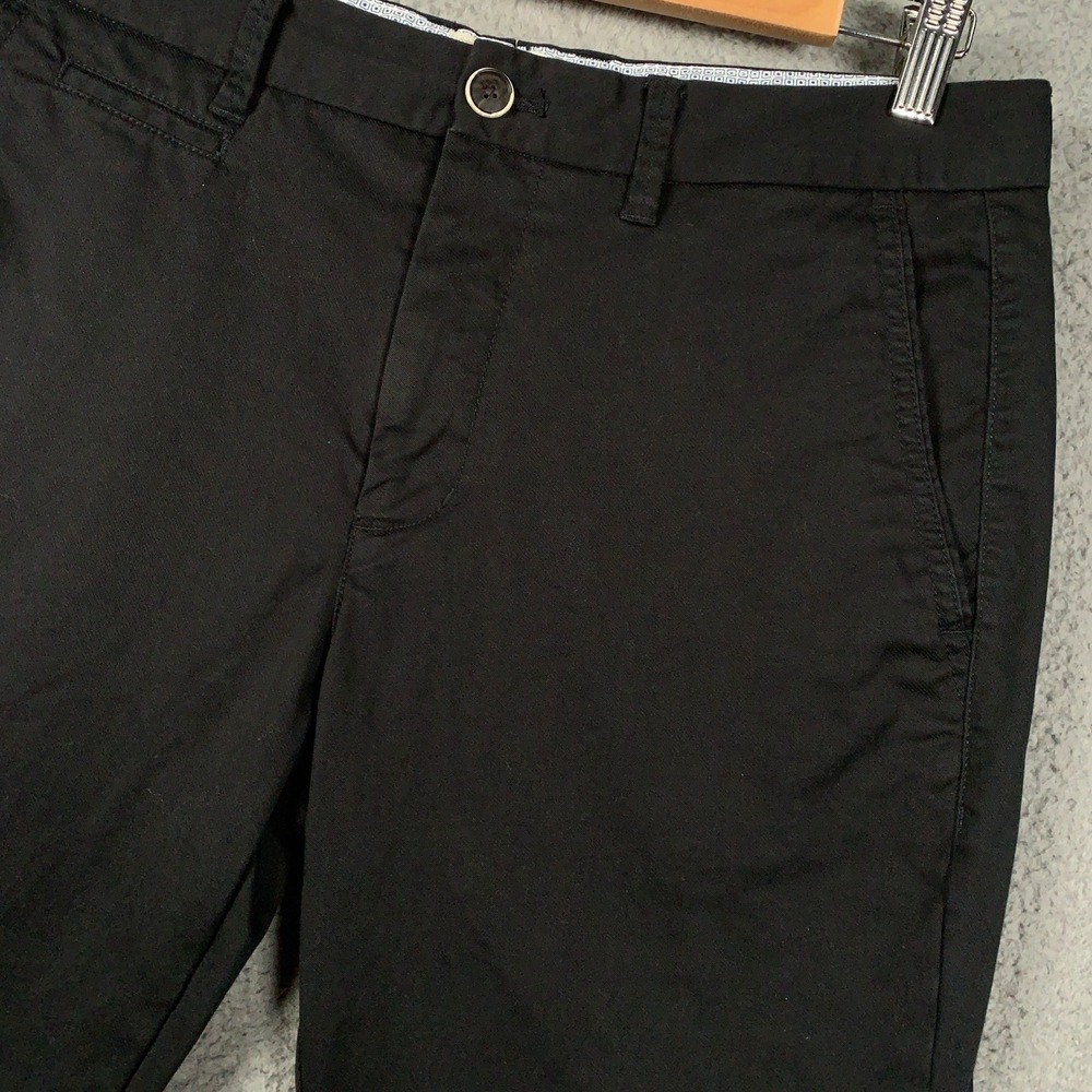 Perk Feel Good Chino Pants Mens 32x32 Black Slim Fit Stretch Cotton Work Casual - Picture 3 of 10